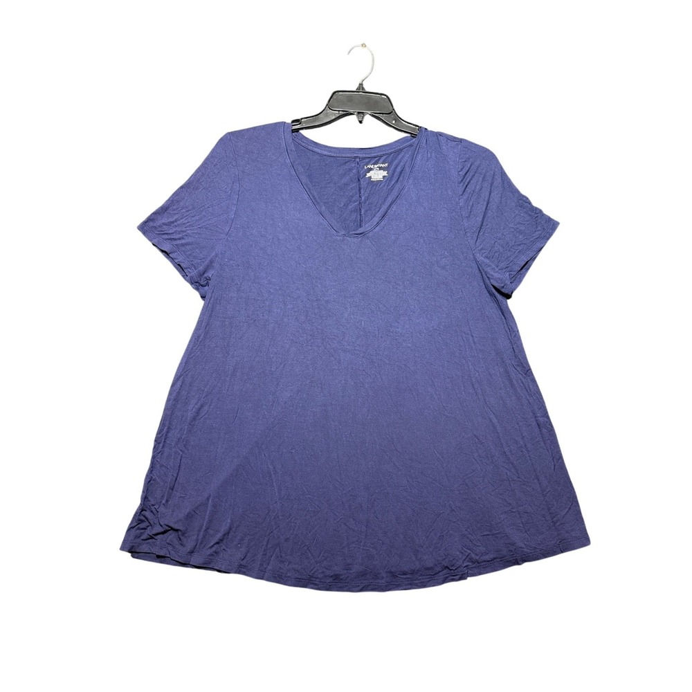 Lane Bryant T-Shirt Women 14/16 Navy V-Neck Short Sleeve Rayon Spandex